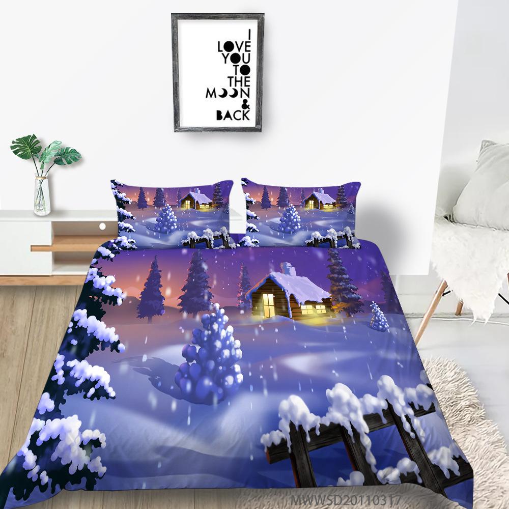 

Пододеяльник, Наволочка, Набор из двух или трех предметов, Полиэстер, 3D цифровая печать, Рождественский подарок. EU single 135*200