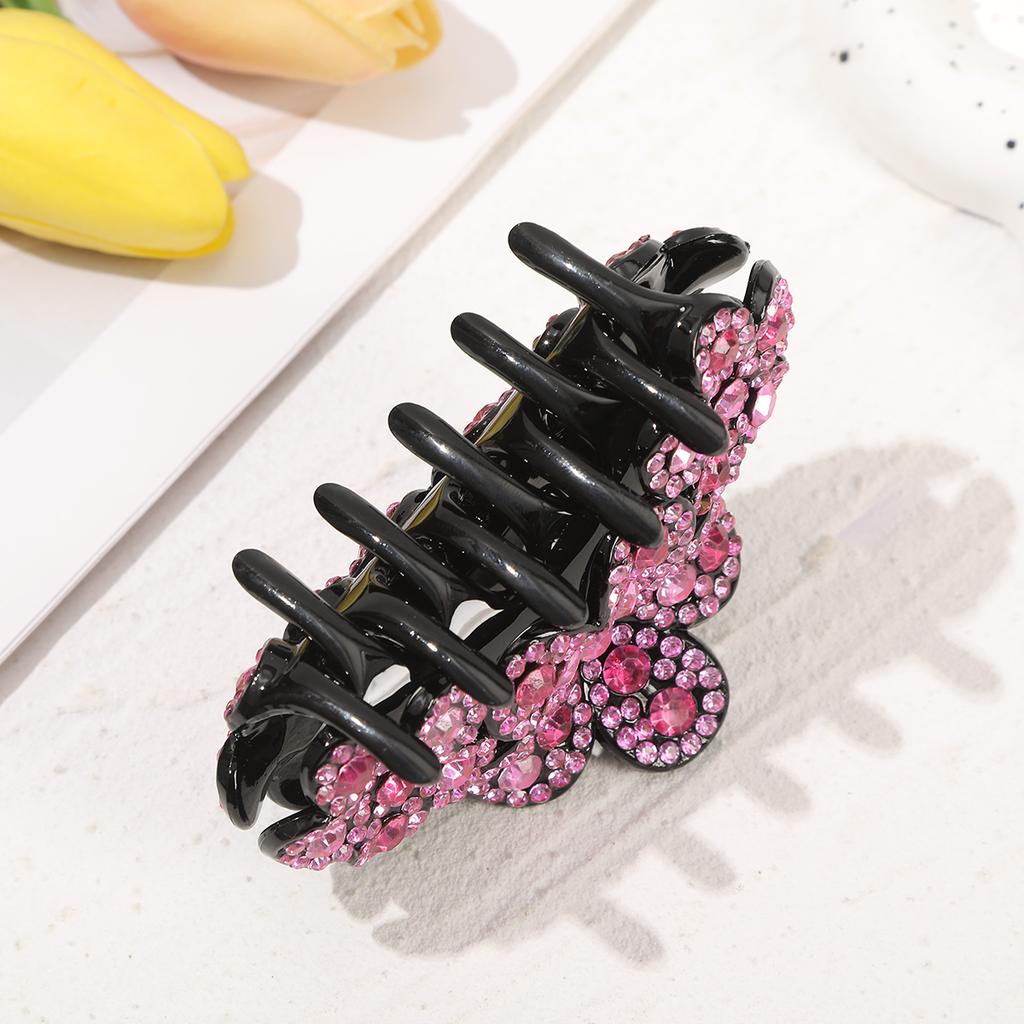 AWAYTR Glitzernde Strass-Blume Haarklammer Haarspange Mädchen Koreanische Pferdeschwanz-Haarnadel Frauen Hai-Klammer Temperament Haarklammer