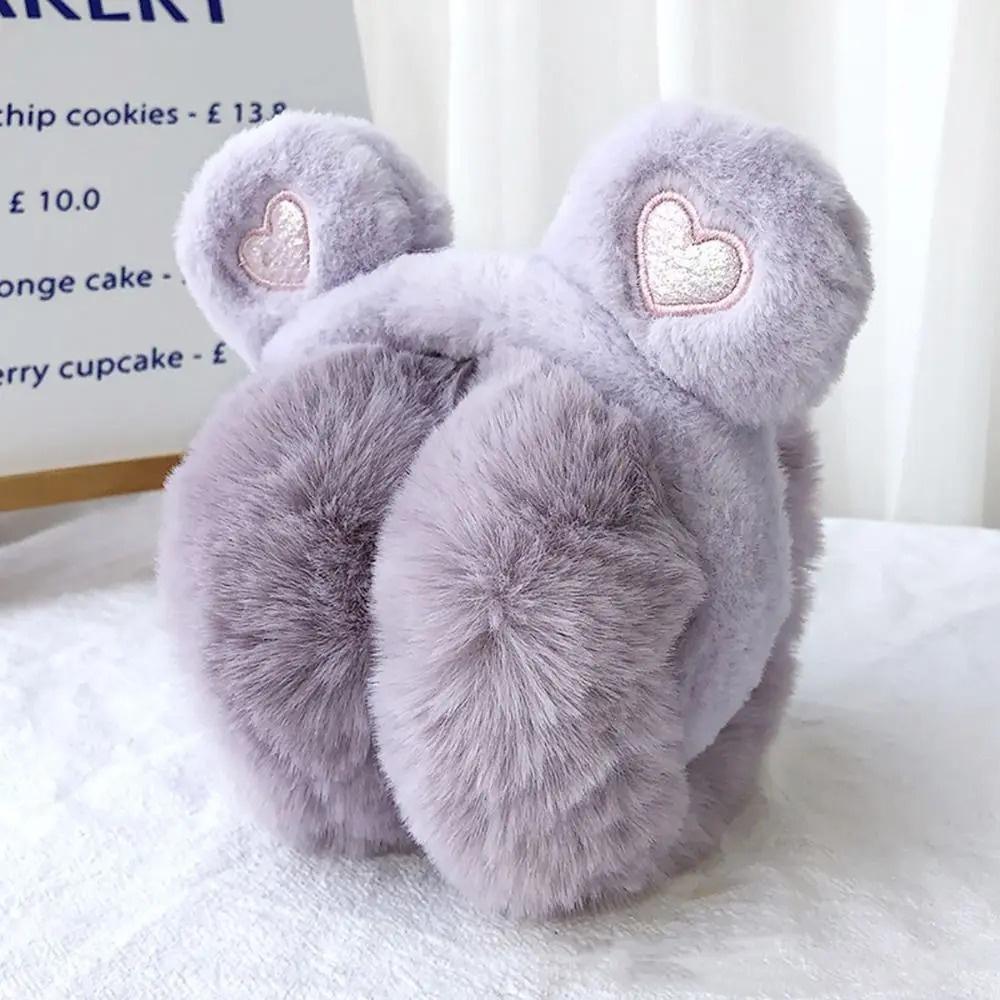 Cute Bear Ears Winter Warm Earmuffs Plush Thick Soft Ear Muffs Protect Ears Foldable Warmer Cover Earflaps for Women Girls Kids