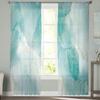 Marble Line Aqua Tulle Curtains for Living Room Bedroom Voile Sheer Curtain Window Home Decor Drapes