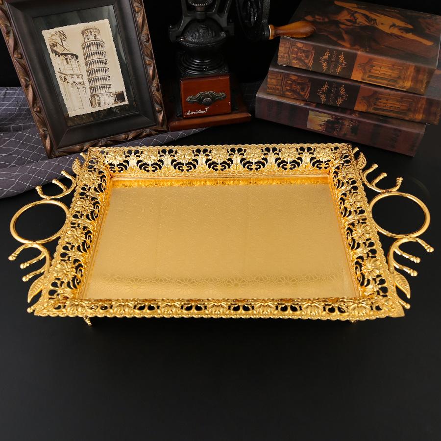 Plateau européen en métal luxe léger plateau à fruits salon de la maison table basse restaurant plateau à thé plateau à snacks ornement