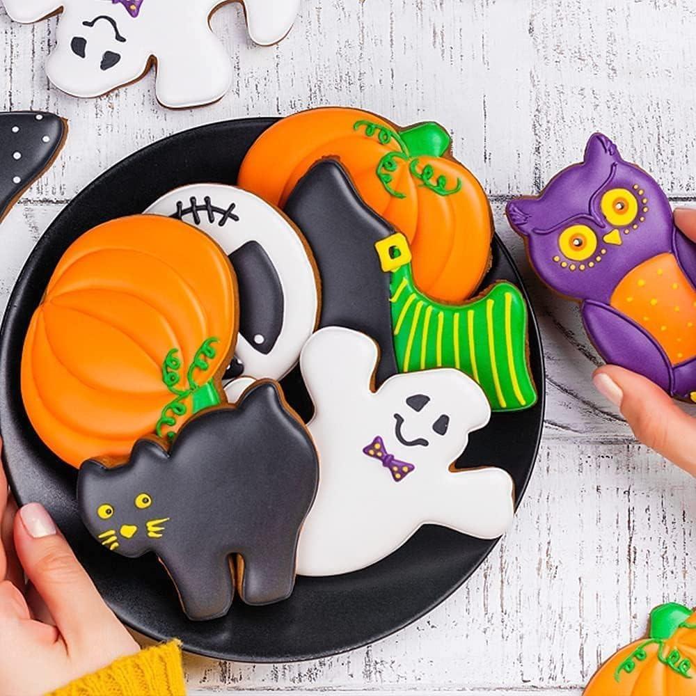 Stainless Steel Halloween Cookie Cutters Set Cartoon Cookie Molds Bat Pumpkin Ghost Biscuit Chocolate Pastry Kitchen Baking Tool