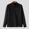 INCERUN Men Lapel Neck Long Sleeve Solid Color Casual Loose Shirts Tops