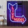 Unique Funny Shower Curtain for Bathroom, Fun Neon Signs Live Nudes Fabric Shower Curtains Set, Cool Design Restroom Decor Accessories Hooks Included