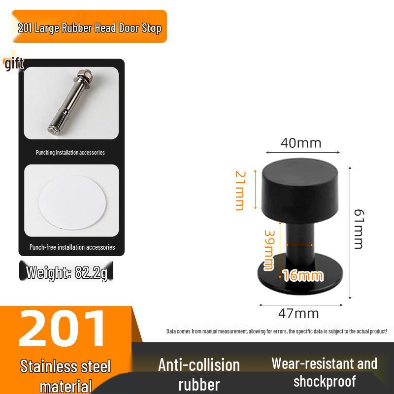 Stainless Steel Wall/Floor Mount Anti-Collision Door Stopper with Thickened Base
