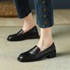French Retro Square Head Low-heeled Single Shoes Versatile Loafers British Thick-heeled Small Leather Shoes Women's Spring 2025 New Models