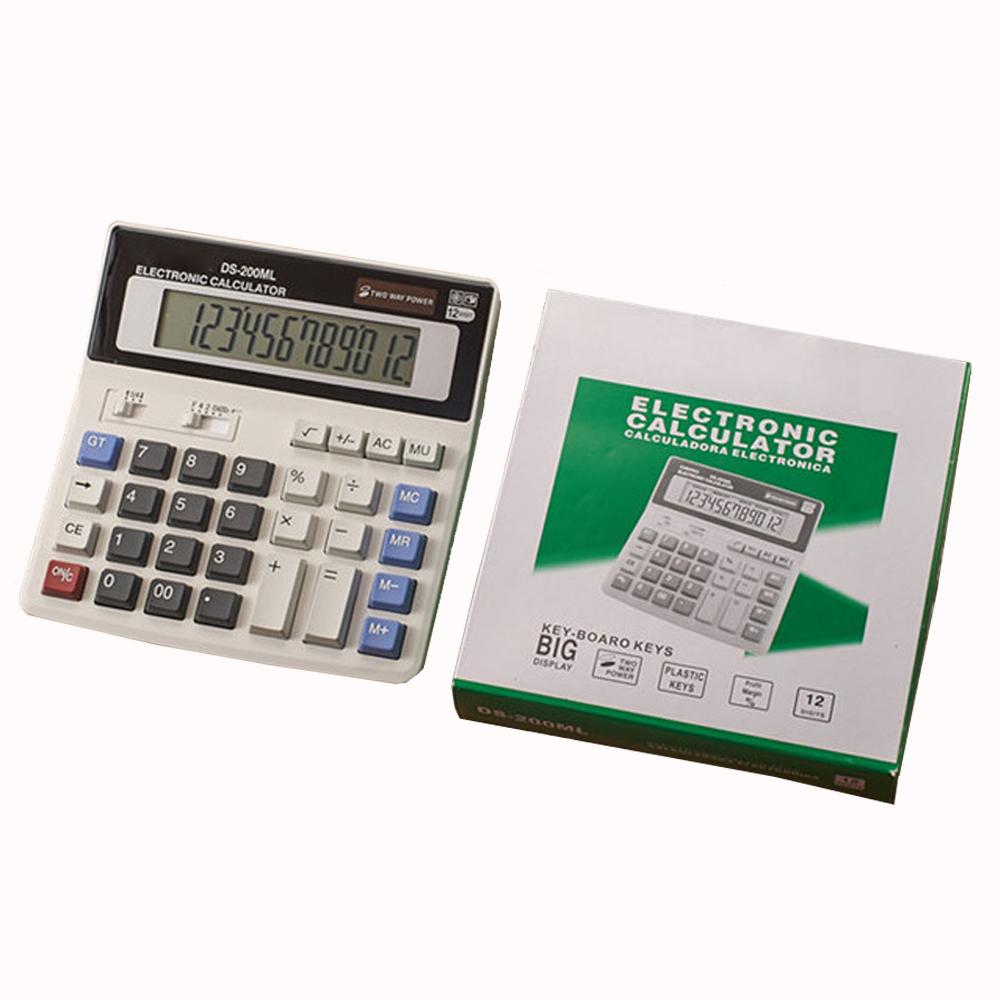 Solar Calculator Dual Power Supply Ds-200ml 12 Digits Electronic Calculator Office Supplies For Office School Accounting Tools