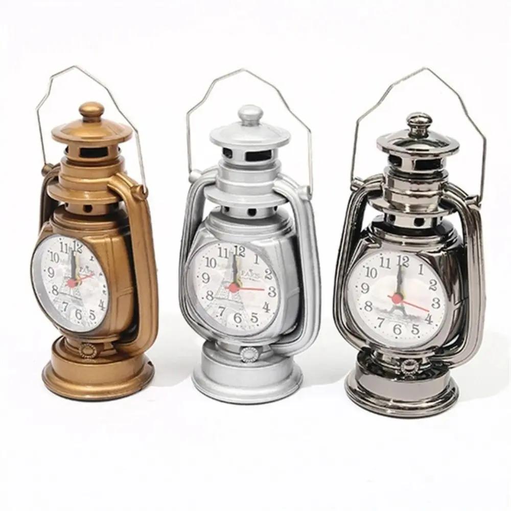 Retro Kerosene Light Alarm Clock Vintage Alarm Clock Table Clock Living Room Decor Articles Office Craft Ornament
