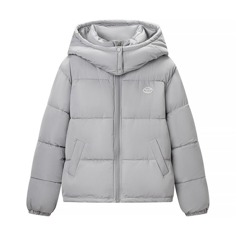 Vintage Style Cotton Puffer Jacket Women Loose Fit Round Neck Long Sleeve Printed Casual Coat