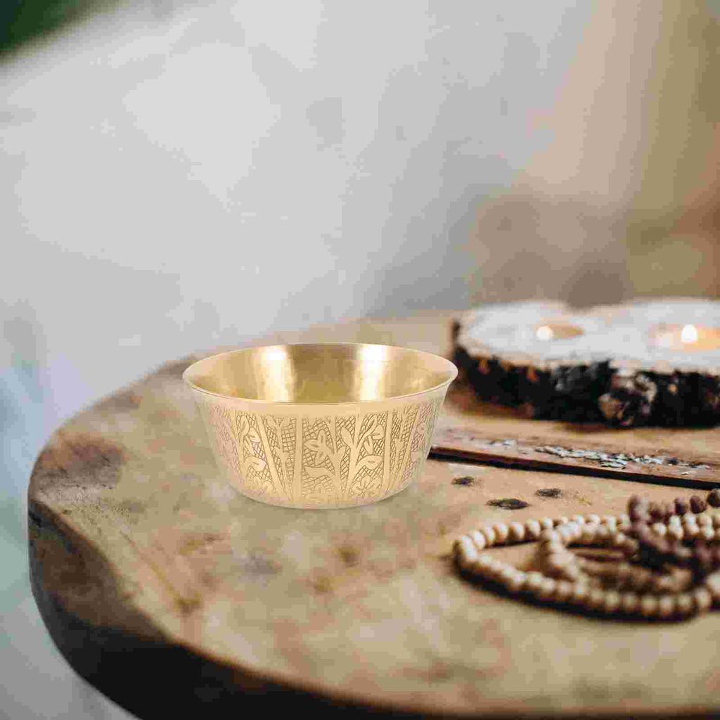Copper Bowl Ornament Ritual Smudging Rice Temple God Buddha Worship Furnishing Articles Small Decorate