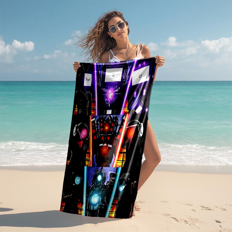 1pc Skibidi Toilet Multiverse1 Beach Towel, Comfortable and Thick, and Swimming/Bath/Picnic/Camping Towel, Suitable for Seaside Beaches