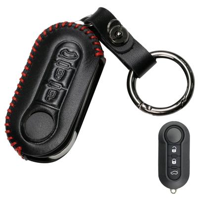 PU lederen 3-knops flip auto sleutelhanger ring fob case cover shell protector voor Fiat 500 500L MPV Panda Punto Bravo Doblo Florino