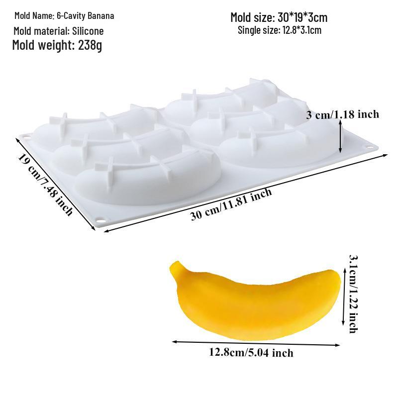 3D Fruchtmousse Silikon Kuchenformen: Birne, Apfel, Ananas, Pfirsich, Durian, Himbeere.
