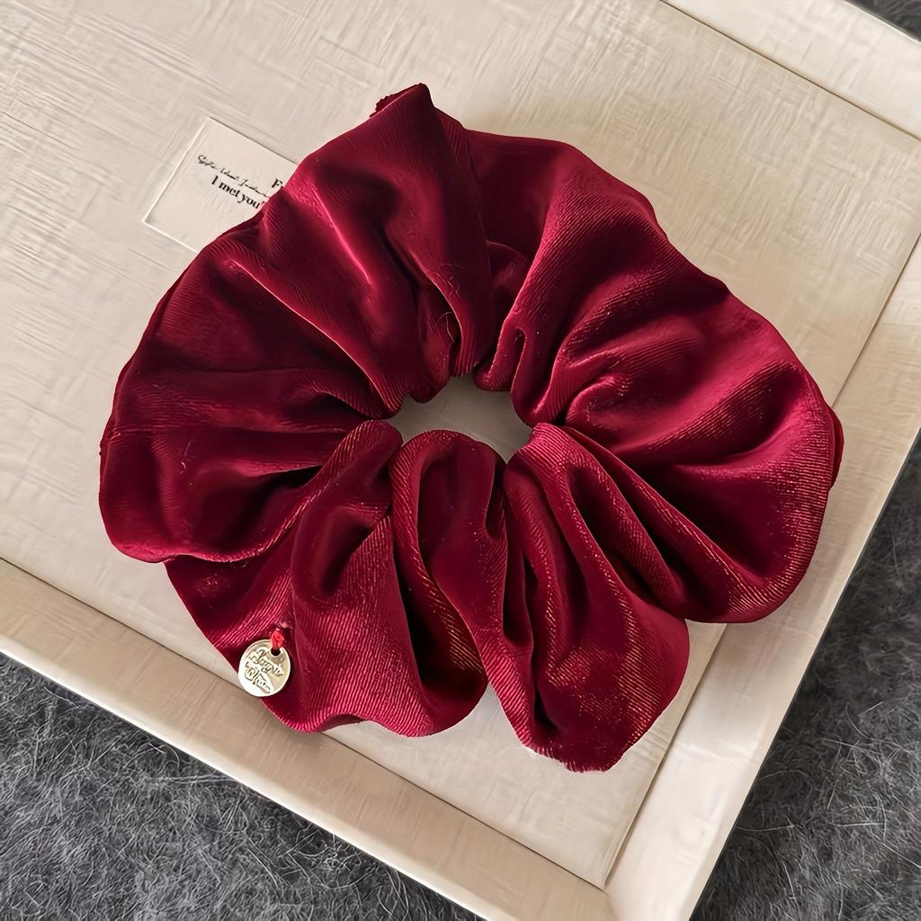 Elegant Velvet Hairband for Women, Vintage Style Solid Color Velour Headband, High-End Plush Hair Ring, Single Piece, Red/Black