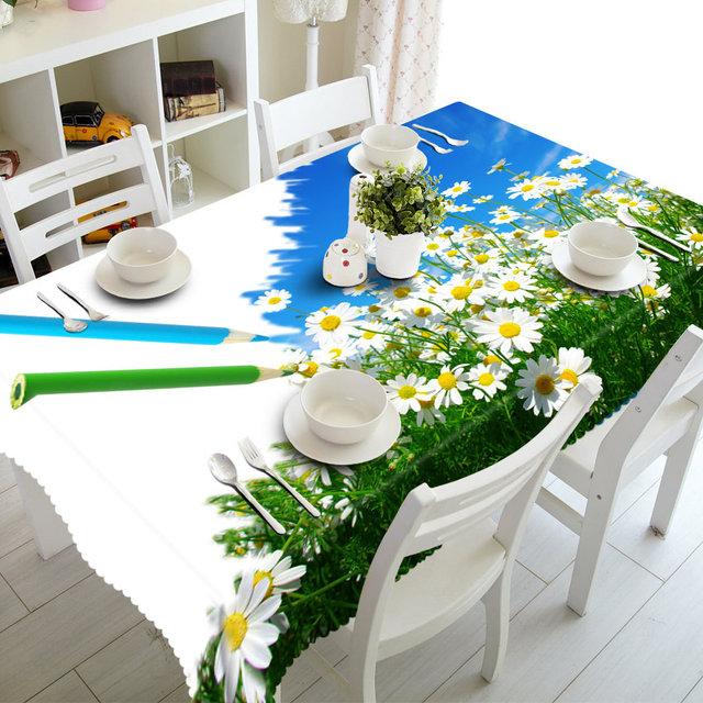 Anpassbare Tischdecke mit Blumenmuster, staubdicht, waschbar, dickes rechteckiges und rundes Tischtuch für Hochzeiten