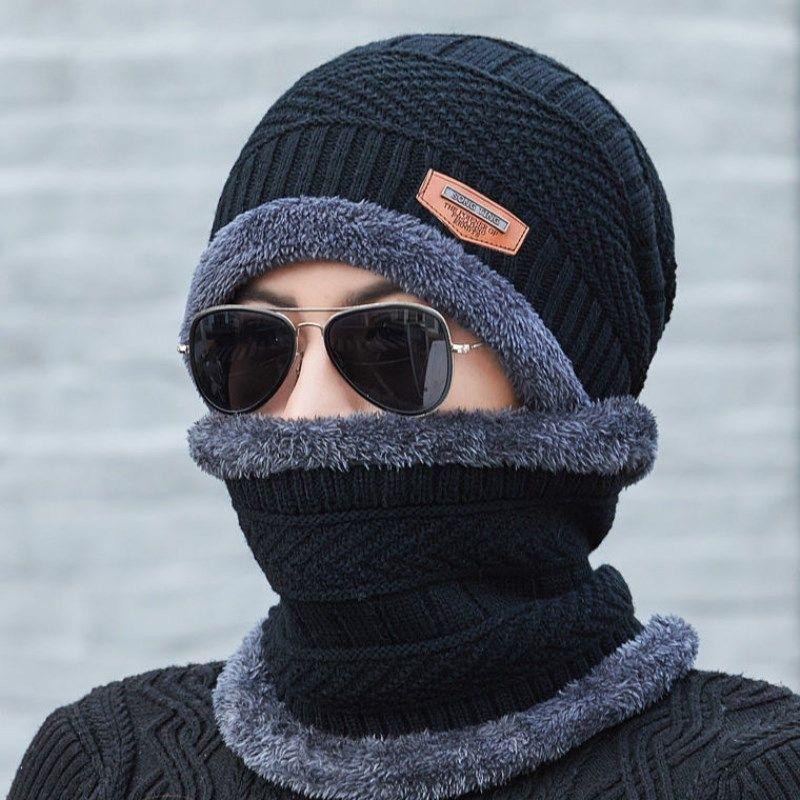 Chapeaux homme et femme hiver épaissis chauds tricotés en laine chapeaux automne et hiver version coréenne velours coupe-froid cyclisme chapeaux en coton pour homme