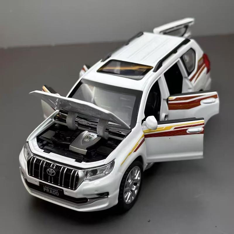 HAOCHI 1/24 Toyota PRADO Land Cruiser SUV Alloy Car Model Diecast Metal Off-road Vehicle Car Model Sound Light Children Toy Gift