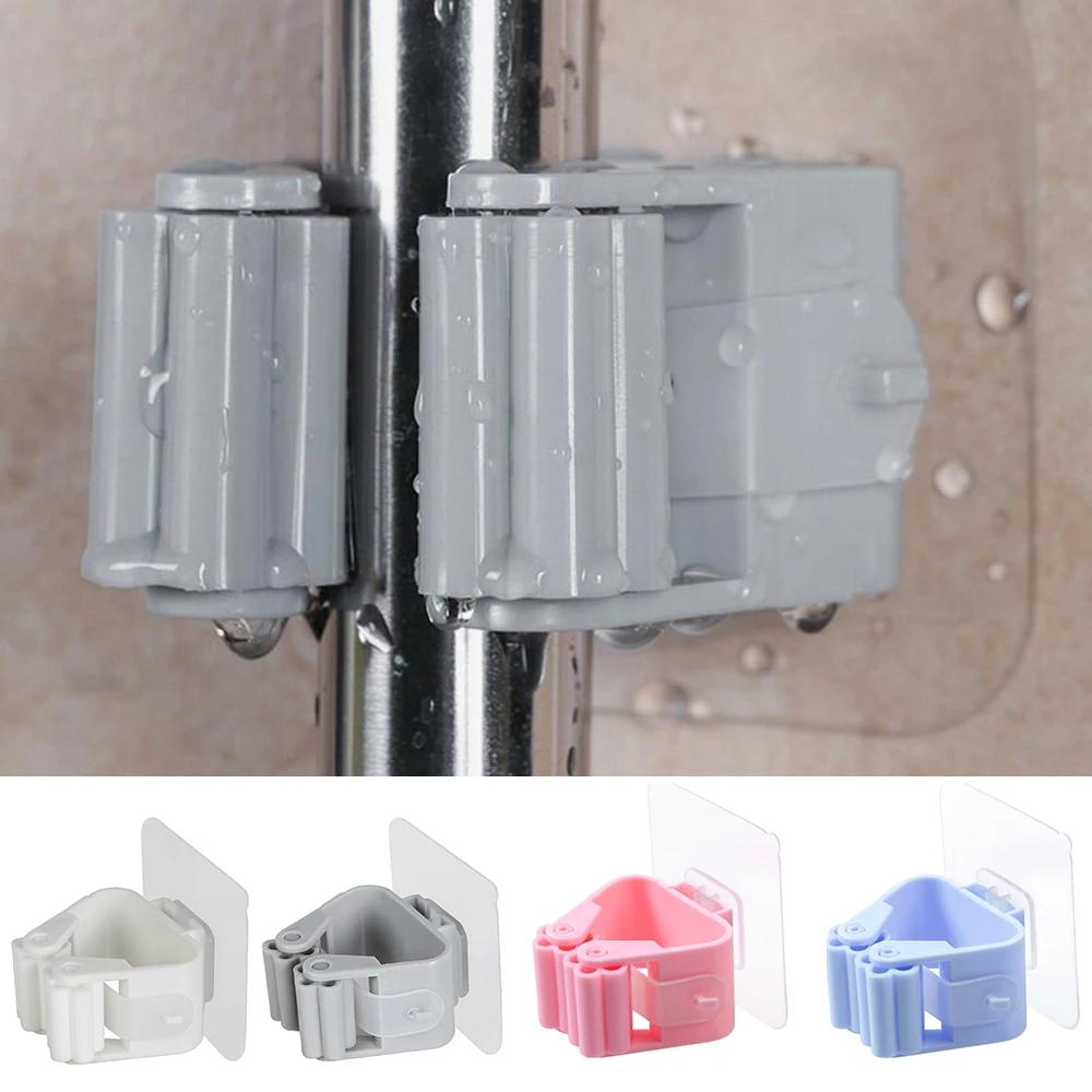 2pcs Home Storage Rack Wall Mounted Bathroom Mop Hook Umbrella Stand Broom Storage Rack Waterproof Brush Broom Hanger