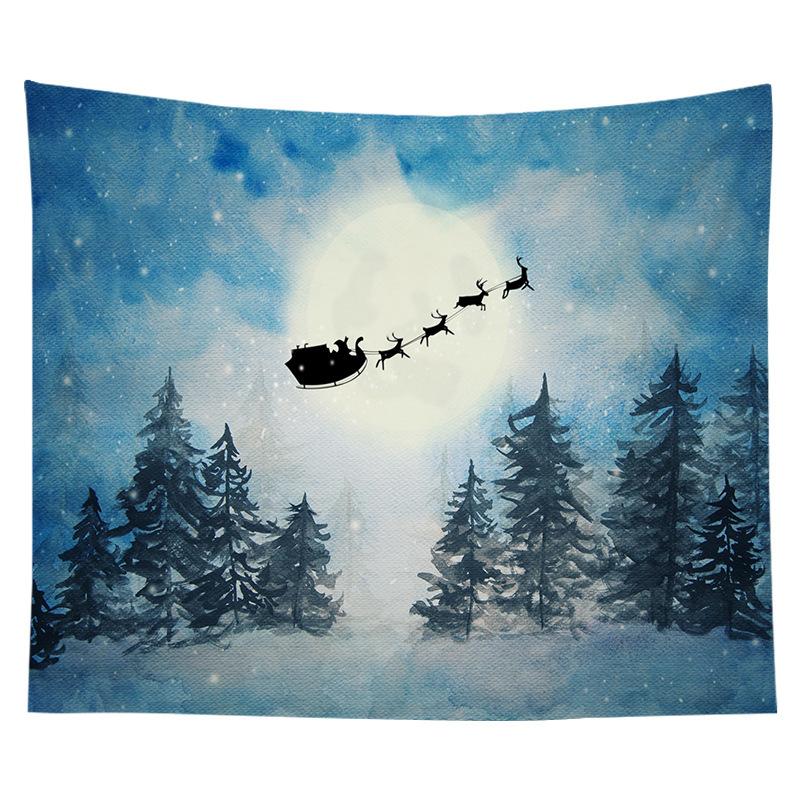 Nordic Christmas Tapestry Watercolor Christmas Tree Print Bedside Hanging Cloth Bedroom Background Cloth