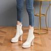 Fashion 2025Shoes for Women Round Toe  Sole Platform Chunky Heels Women Boots Solid Color Zipper Fashion Western Concise Sexy Shoes