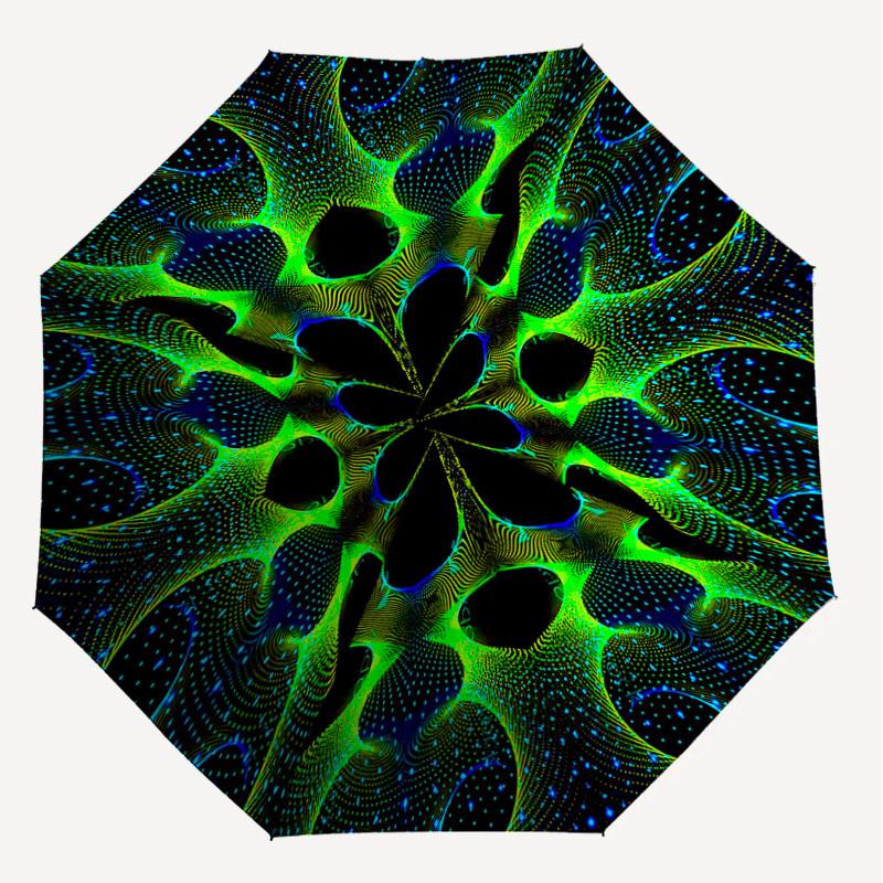 1pc Psychedelic Patterns Automatic Open/Close Umbrella with Windproof, 8-Rib Sturdy Canopy, Durable Ribs, Fashionable Design1198A