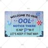 Tin Sign Pool Funny Rules Vintage Plaque Welcome Warning No Swimming Instruction Metal Sign For Home Pool Store Club Wall Decor