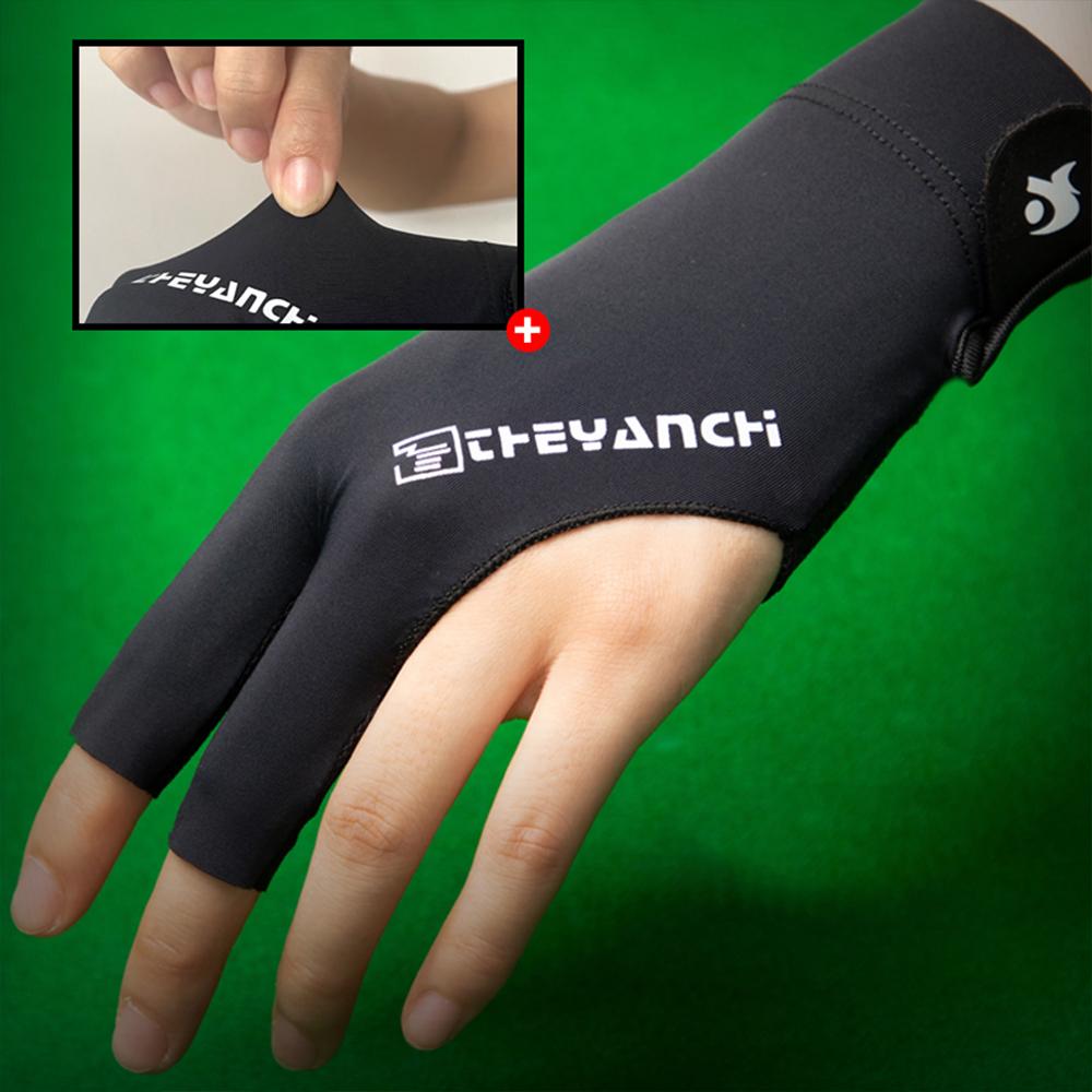 Bilardo Eldiveni Sol El Üç Parmaklı Snooker Bilardo Eldiveni Kaymaz Çıkartmalar Elastiklik Bilardo Eğitim Eldivenleri Aksesuarlar