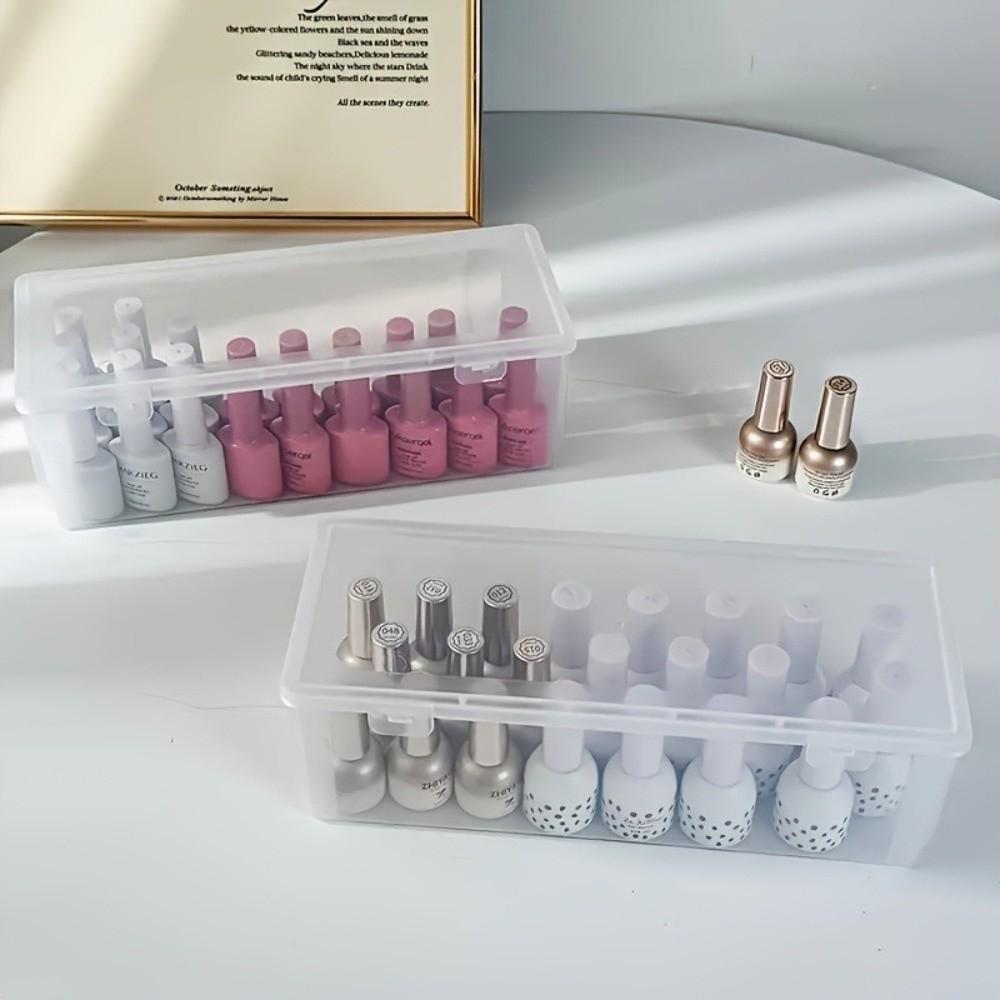 Rectangle Nail Polish Storage Box Transparent Plastic Nail Polish Storage Case Large Capacity Nail Wear Storage Container