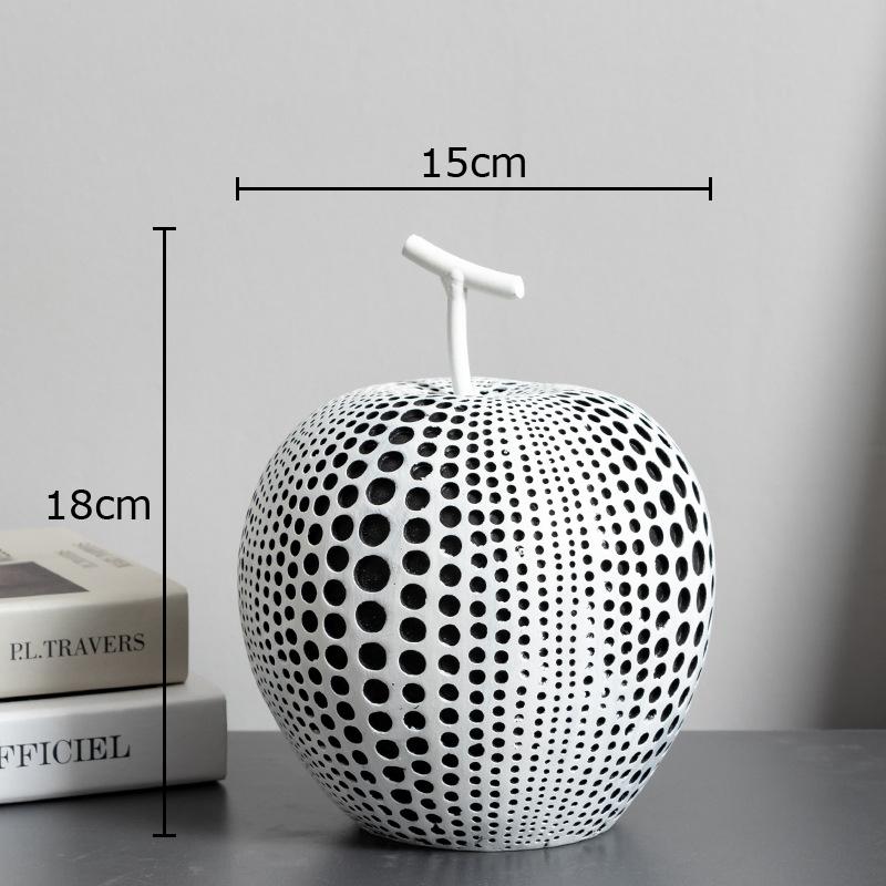 Weiß Schwarz Apfel Birne Harz Skulptur Polka Dot Kunst Früchte Ornamente Abstraktes Kunstwerk Moderne Heimdeko Zubehör