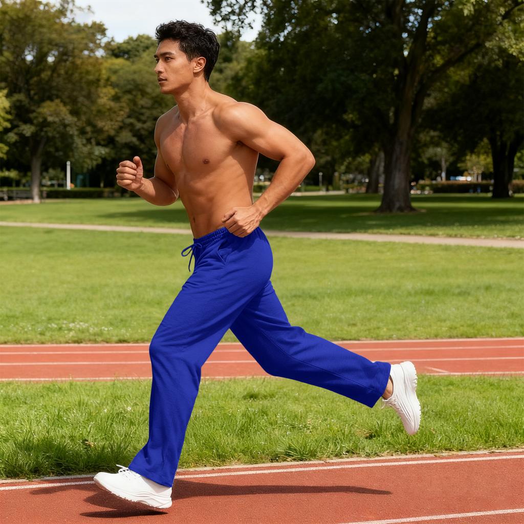 Men's Casual Loose Sports Loose Straight Leg Fitness Belt Pocket Sweatpants