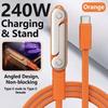 Multifunctional 2‑in‑1 240W PD Fast Charging USB‑C Cable Detachable Fold‑Out Desktop Phone Stand High‑Speed Data Charger Wire