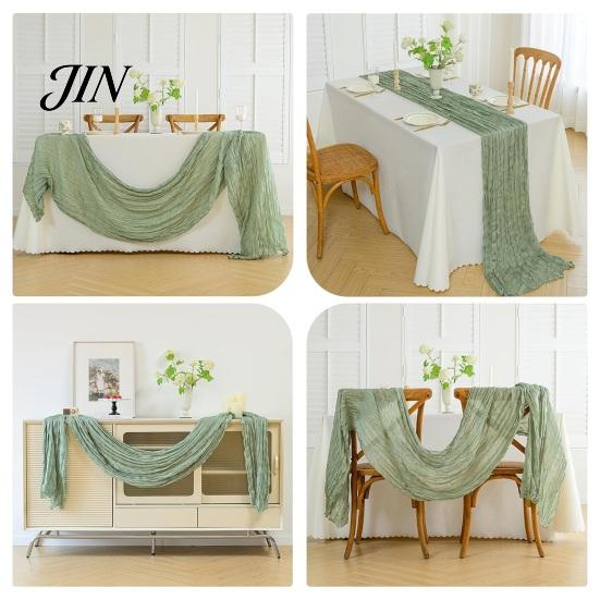 Stevig Genaaide Tafel Runner Kaasdoek Runner, Boho Rustiek Gaas Gekreukt Boerderij Stijl Elegant Doorzichtig voor Bruiloft Feest Babyshower Verjaardag Huisdecoratie