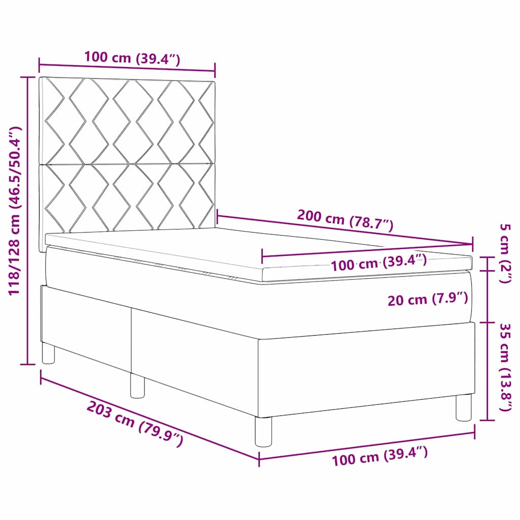 Boxspring Bed with Headboard Taupe 100 x 200 cm Fabric