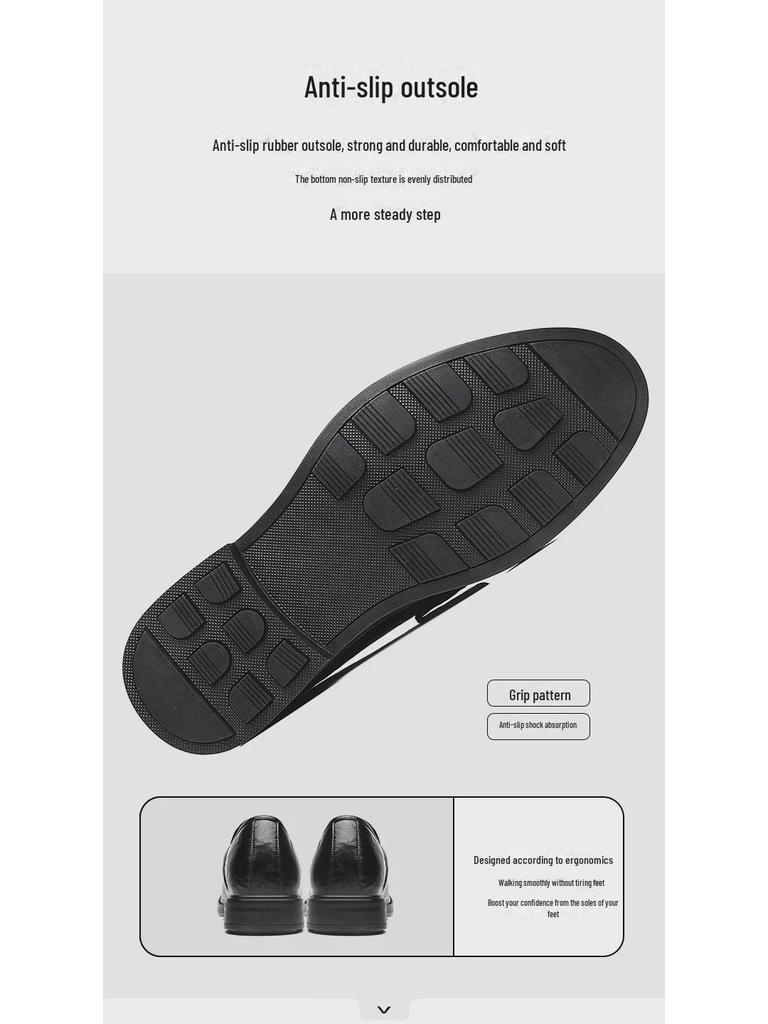 2025 Męskie buty biznesowe codzienne z oddychającą skórą zwiększające wzrost - skóra naturalna, niewidoczne podniesienie
