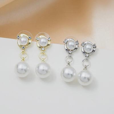 Elegant Diamond Pearl Earrings: Silver Needle, Korean & Japanese Inspired, Simple & Versatile for Ladies & Students