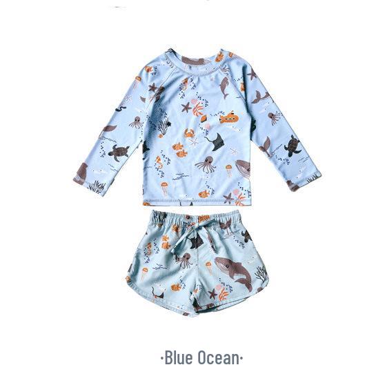 

Корейский мультяшный купальник с длинным рукавом для мальчиков, защита от солнца, быстросохнущий, для детей от маленького до среднего возраста 80