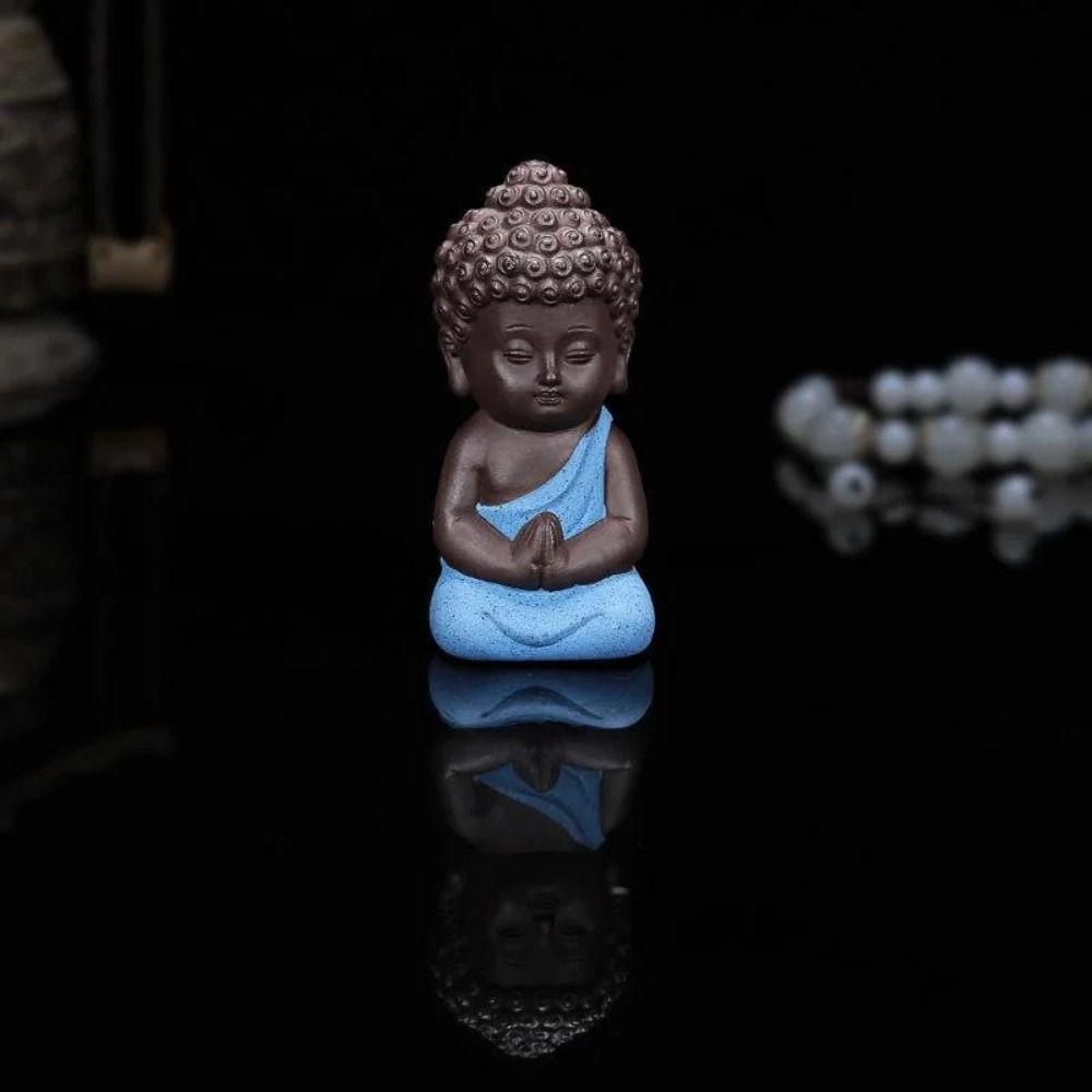 Chinese Style Little Monks Tea Pet Cute Sitting Statues Garden Accessories Buddha Statue  Home