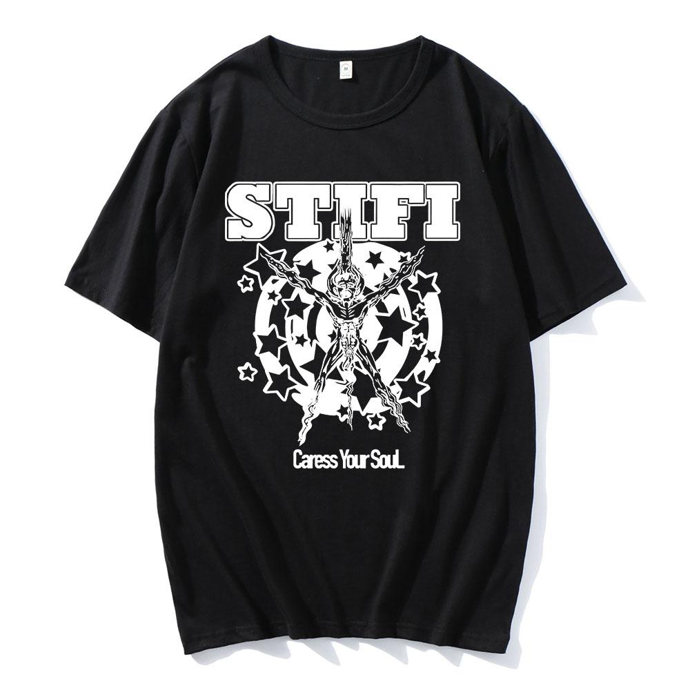 CARESS YOUR SOUL RINGER TEE Rock Band Sticky Fingers STI FI Tshirts Short Sleeve Cotton Male T-shirt Graphic Print T Shirt Mens