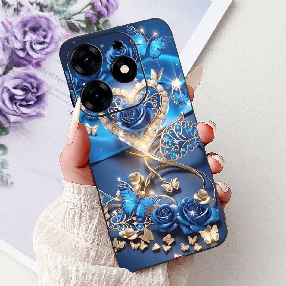 For Tecno Spark 10 Pro Phone Case Spark 10Pro 4G KI7 Elegant Floral Cat Printing Soft Silicone TPU Cases