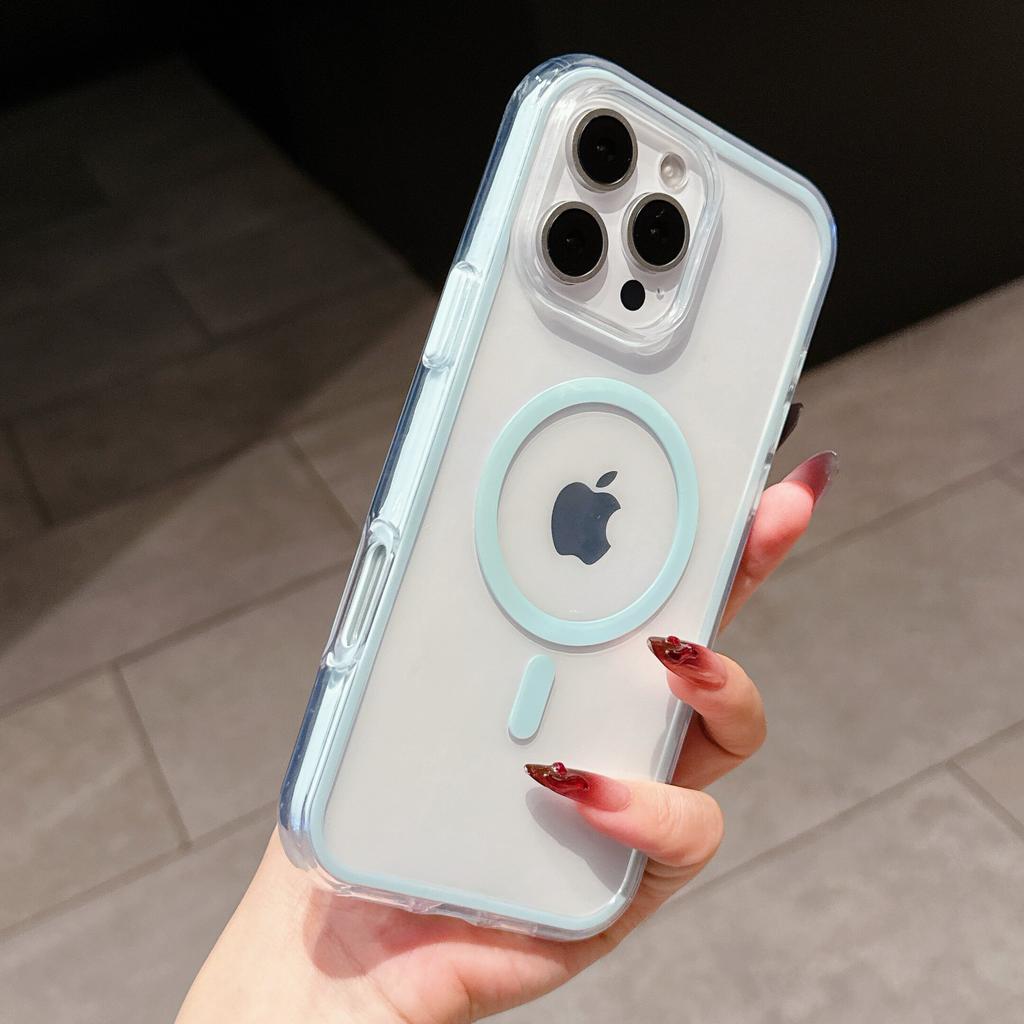 Transparent Soft Color Bumper Cover for iPhone 16 15 14 Plus 13 12 11 Pro Max For Magsafe Wireless Charge Magnetic Clear Cover