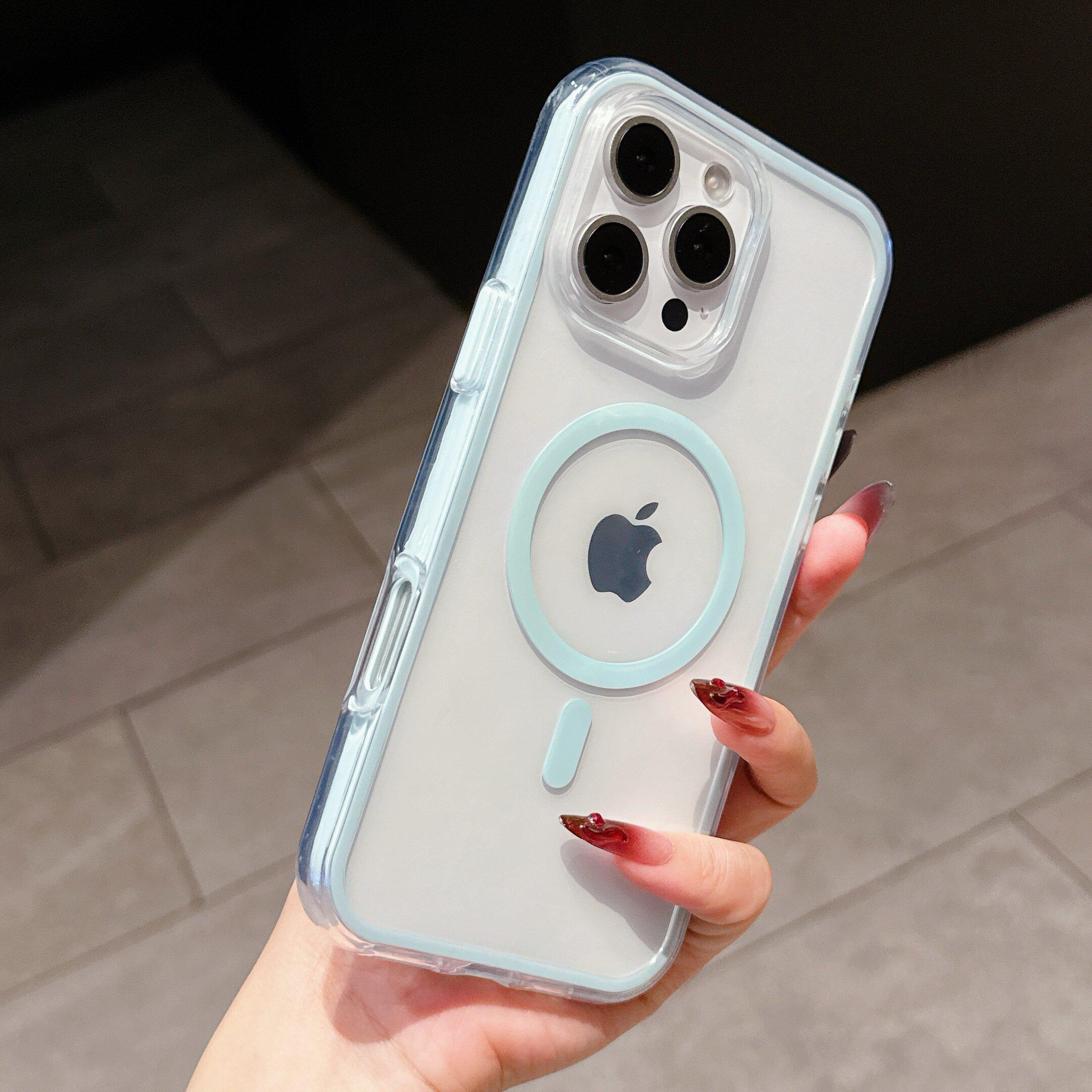 

Transparent Soft Color Bumper Cover for iPhone 16 15 14 Plus 13 12 11 Pro Max For Magsafe Wireless Charge Magnetic Clear Cover iPhone 15 Pro
