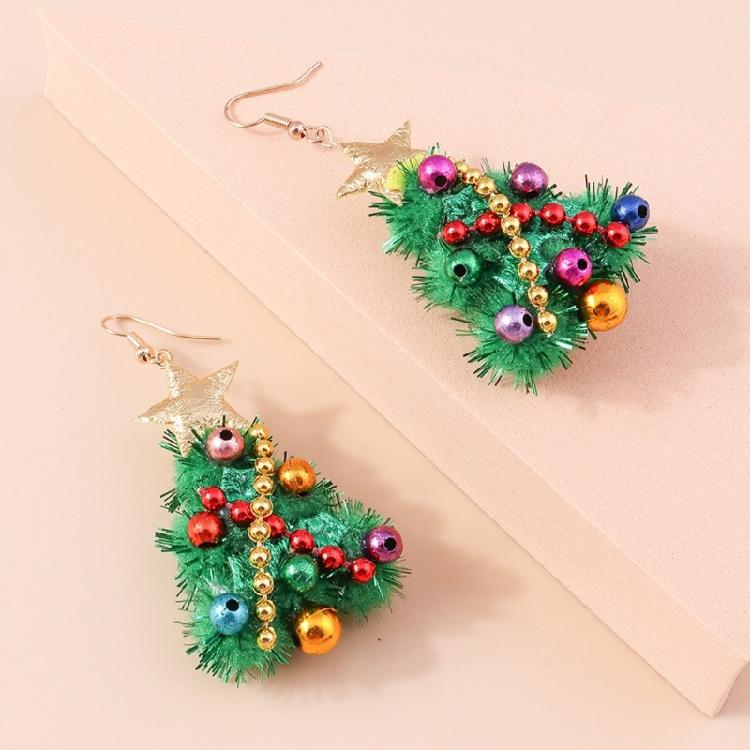 Felt Christmas Tree Pendant Earrings New Year Jewelry Handmade Dangle Earring