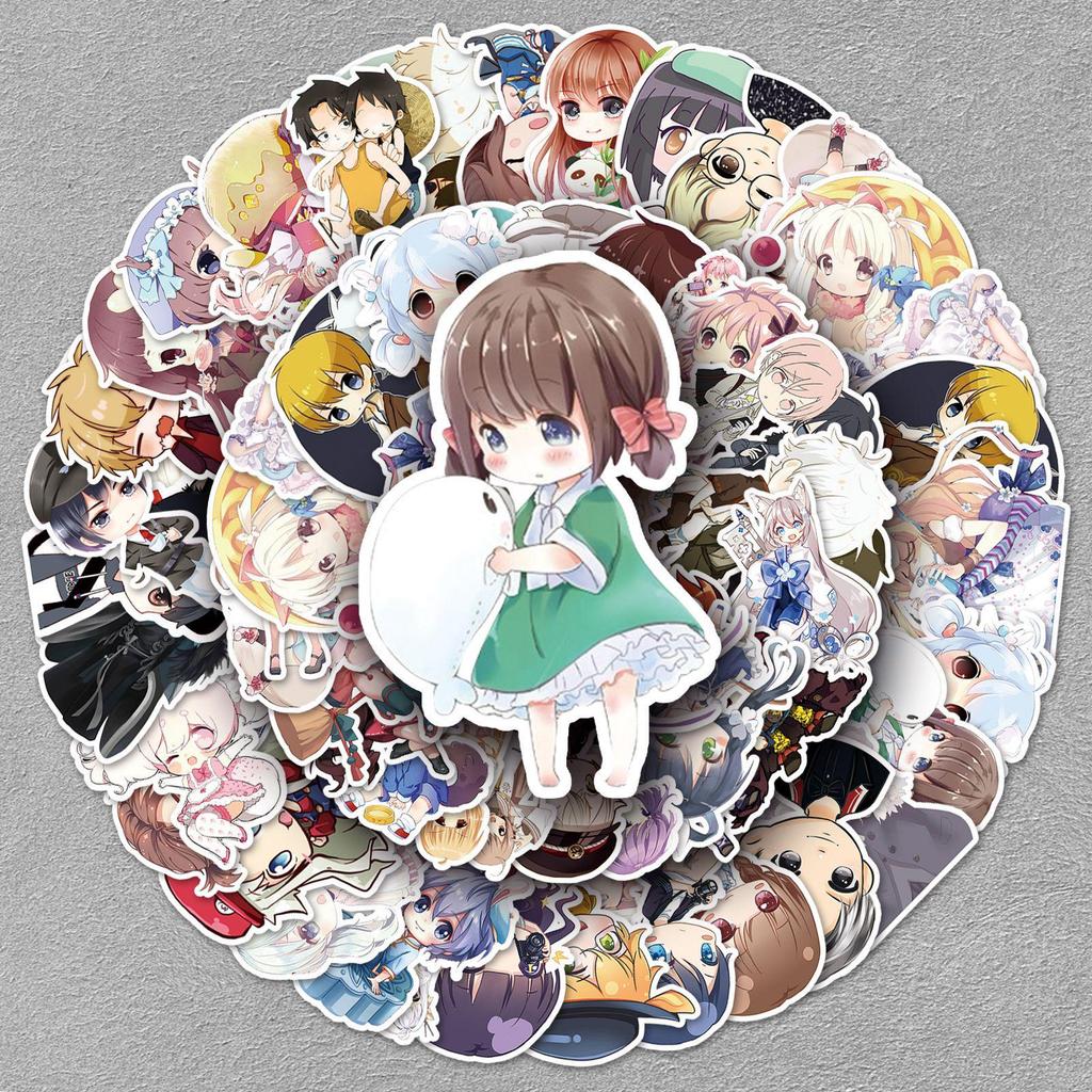52-Piece Anime Character Sticker Set: Cute & Waterproof Cartoon Decals for Journals, Luggage, and Water Bottles