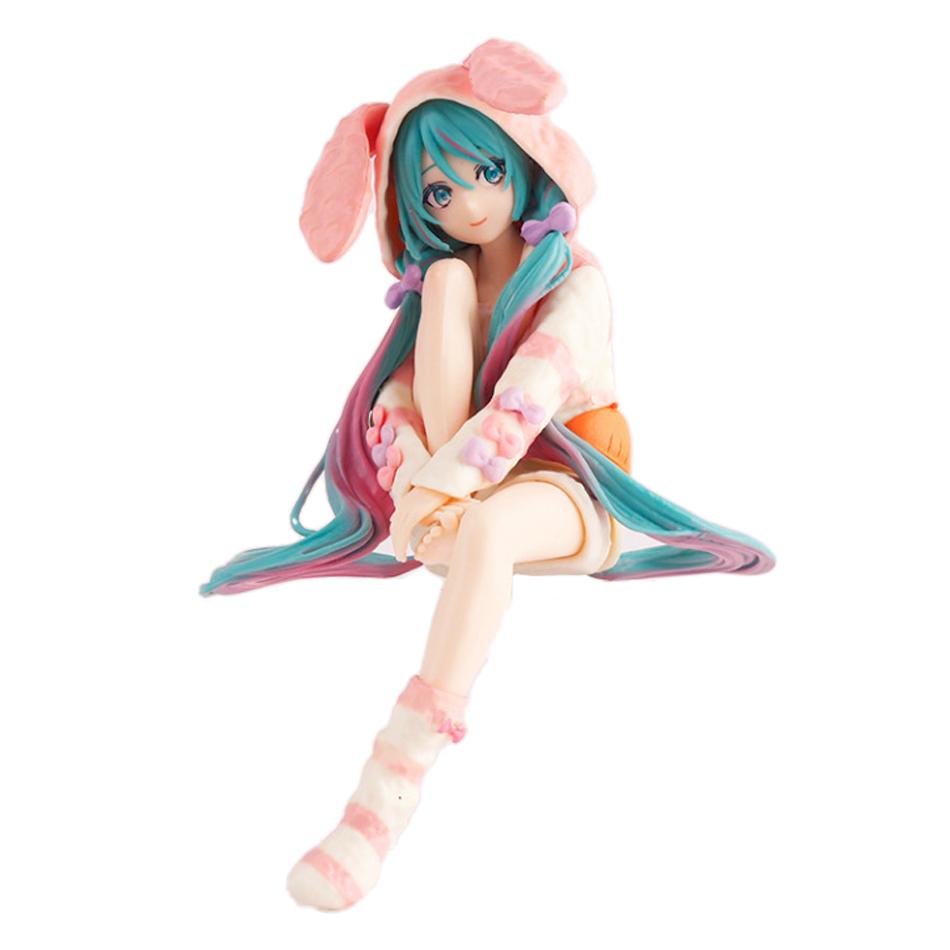 

15CM Cute Anime HATSUNE MIKU Figure Noodle Stopper Figure Rabbit Ear Pajamas Model Decoration Playthings Aciton Figure Collection Gift