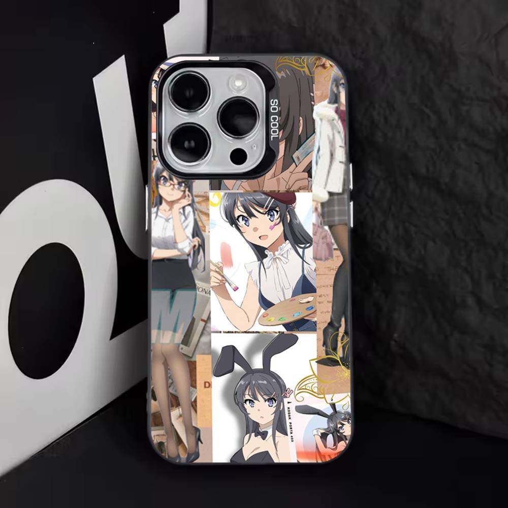 Anime Mai Sakurajima Phone Case For iPhone 16,15,14,13,12,11,8,7,Pro,Max,Plus,Mini,XS,SE Anti Fall Black Matte Hard