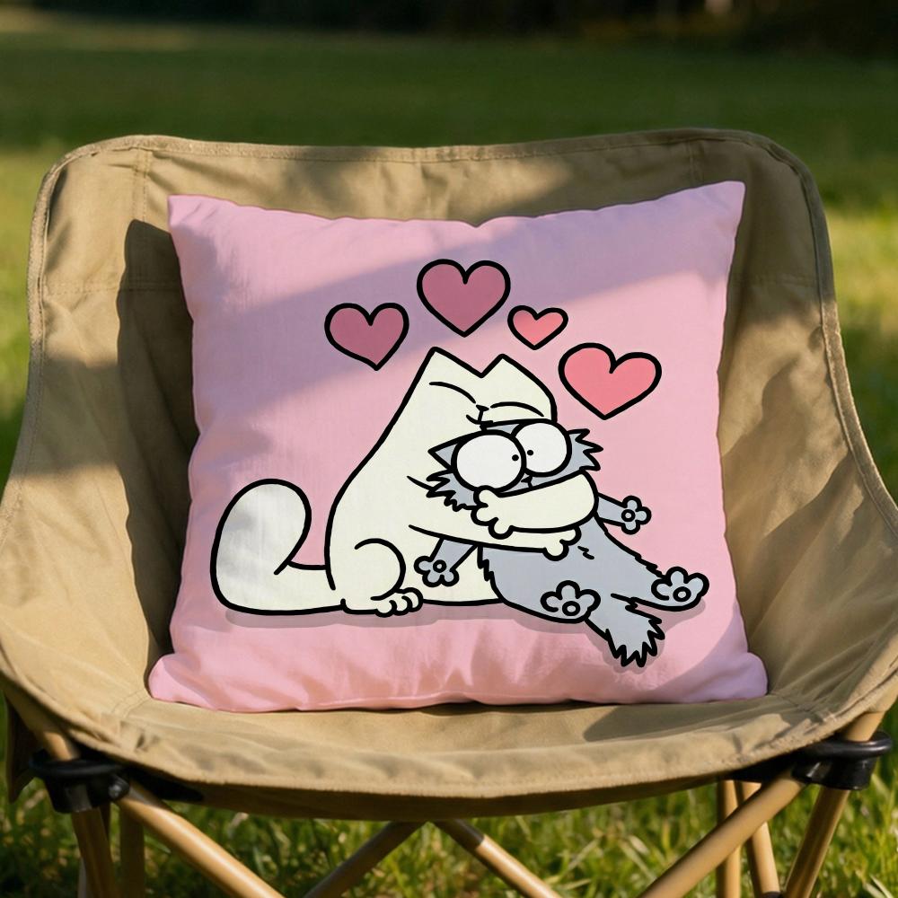 Kawaii SSimons Cat Cushion Cover Soft Reversible Durable Pillow Cover MultiScene Use for Home Car Daily Comfort