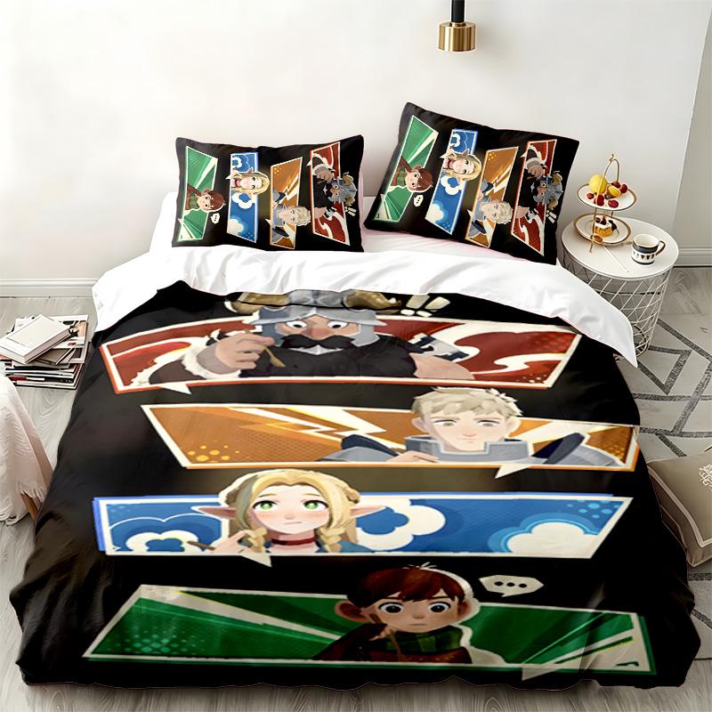 Delicious in Dungeon 3pc set Perfect for bedroom use Comfortable bedding set includes a duvet cover and two pillowcases Ideal birthday or Christmas gi