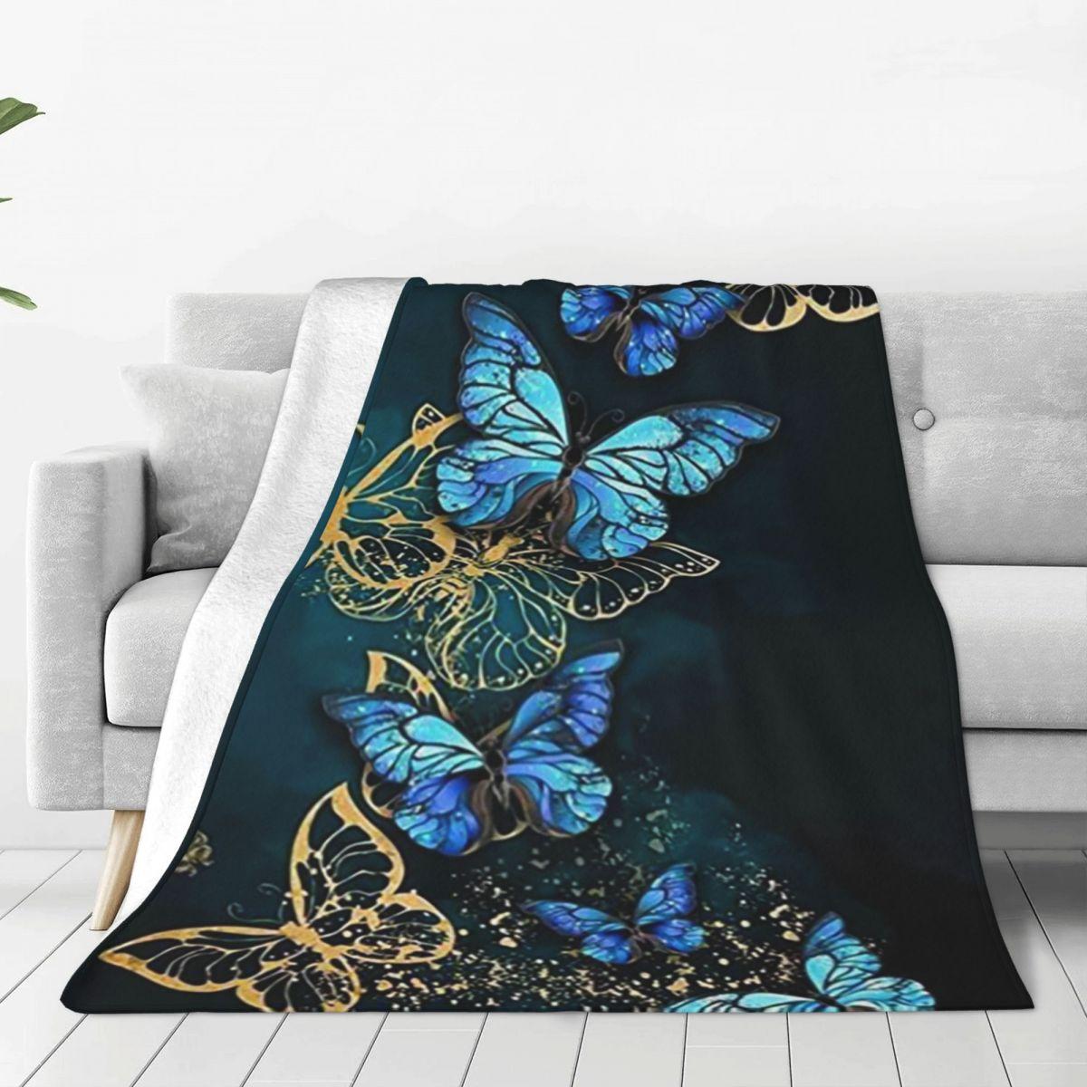 Dream Color Butterfly Blanket Soft Warm Flannel Throw Blanket Plush for Bed Living room Picnic Travel Home Sofa 75X95CM