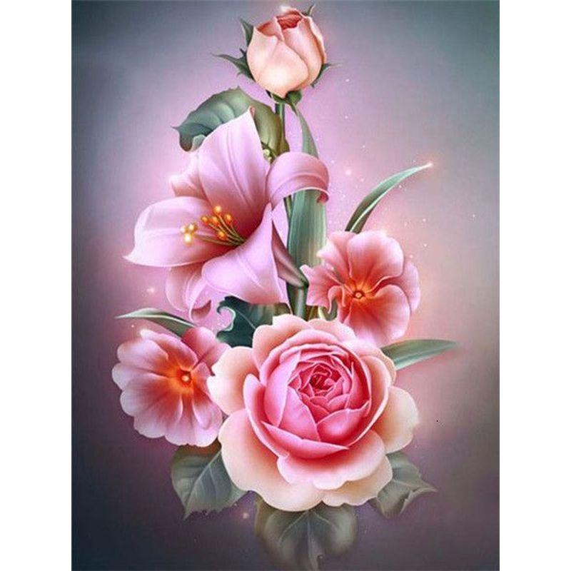 Diy Diamond Flower 5d Painting Vase Cross Stitch Kit Diamond Embroidery Rose Rhinestone Mosaic Art Picture Home Decoration Gift