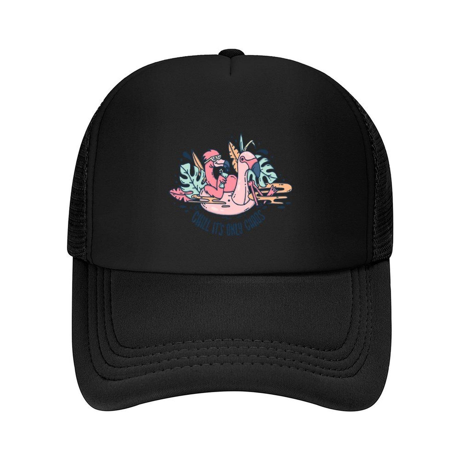 

Chill Flamingo Chill its only chaos Baseball Cap custom Hat Visor Hat Luxury Brand mens big size hat For Women Mens